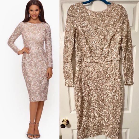 XSCAPE
Midi shimmer Lace Long Sleeve cocktail prom wedding Dress Size 12 - Picture 2 of 14